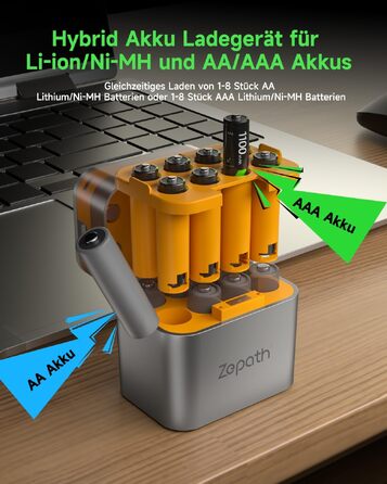 Гібридний зарядний пристрій для Li-ion/Ni-MH акумуляторів з 16 перезаряджуваними AAA батареями (1100mAh, 1.2V), LED-індикація, кейс для зберігання
