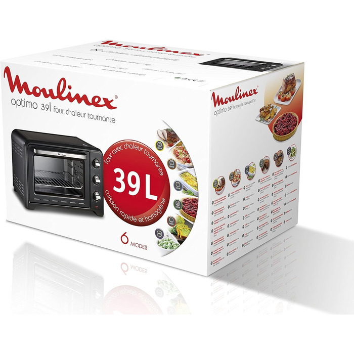 Духовка електрична Moulinex Optimo OX484810 39 л конвекційна, 6 режимів, термостат до 240°C, таймер 120 хв, деко та решітка