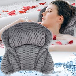 Подушка для ванни Amzeeniu, 4D сітка, ортопедична подушка для шиї та голови з 6 присосками, комфортна підтримка для голови, шиї, плечей і спини, для домашнього СПА та ванни