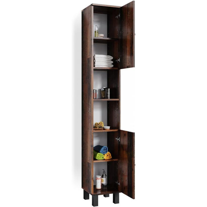 Високий шафа для ванної Vicco Fynn, дуб рустикальний, 30x190 см