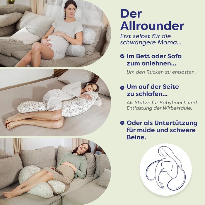 Подушка для годування та вагітних Ceba Baby Wildblumen XXL, 190 см, 100% бавовна, сертифікат OEKO-TEX