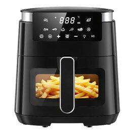 Аерофритюрниця LLIVEKIT 5.5Л 8-в-1 з вікном та підсвіткою, енергоефективна мультипіч для 2–4 осіб, чорна