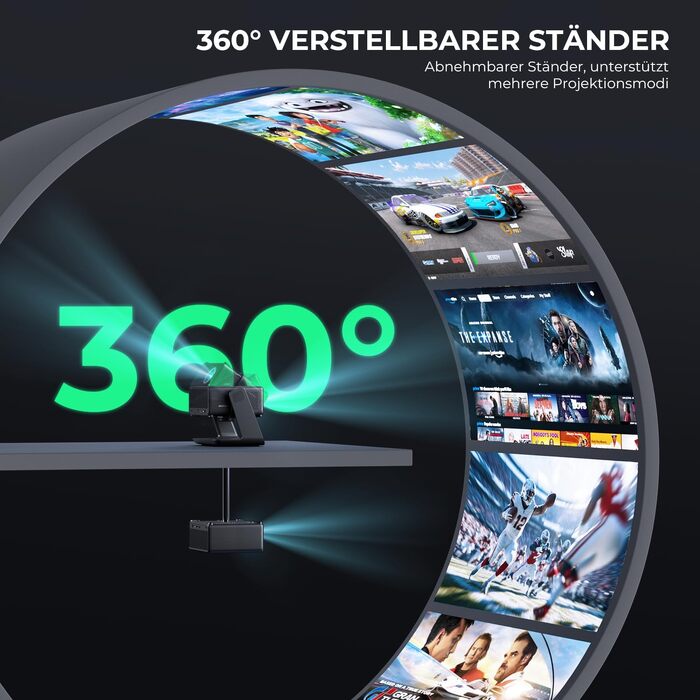 Проектор Beamer 4K 1080P, 28000 Люмен, Wi-Fi 6, Bluetooth, Автофокус, 4D Keystone, Netflix, для Дому/На Відкритому Повітрі, Чорний