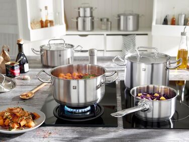 Набір каструль ZWILLING Twin Classic 5-ти частинний, з кришкою, для індукційних плит, не покритий, з нержавіючої сталі, срібний