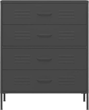 Комод з 4 шухлядами Sideboard, багатоцільова шафа-тумба зі сталі, антрацит, 80x35x101.5 см