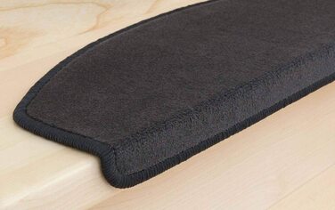 Комплект килимків на сходи Metzker® Vorwerk Uni, антрацит, напівкруглі, 12 шт