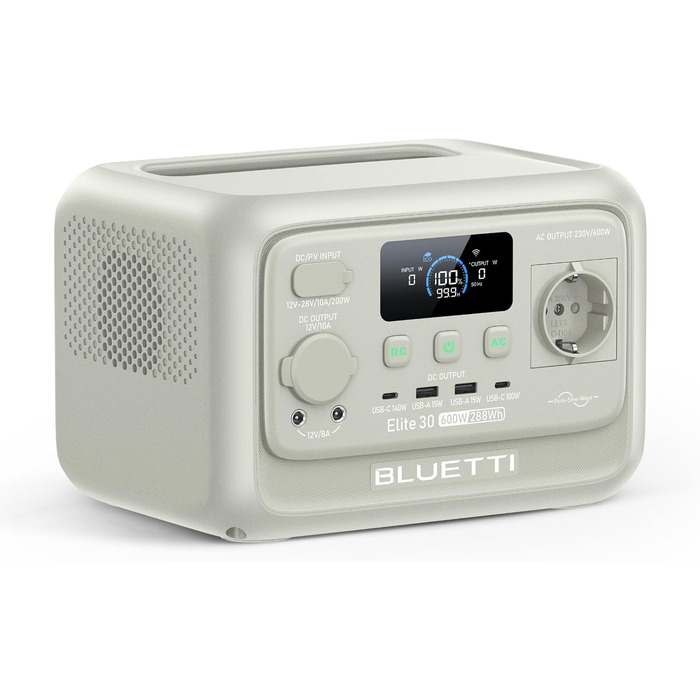 Портативна електростанція BLUETTI Elite 30 V2, ємність 288 Wh, номінальна потужність 600 W, пікова потужність 1500 W