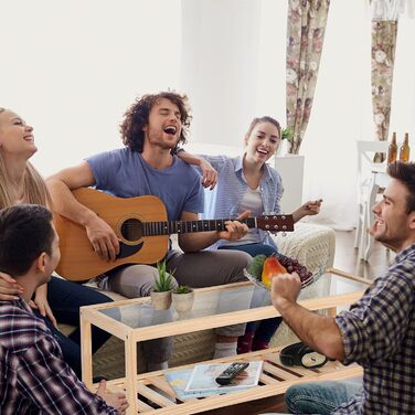 Журнальний стіл Relaxdays з дерева з двома полицями та скляною стільницею, прямокутний, 35x80x40 см, натуральний колір