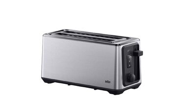 Тостер Braun PurShine HT 1610 BK, 2 слоти, 8 режимів підсмажування, розморожування, підігрів, решітка для булочок, чорний