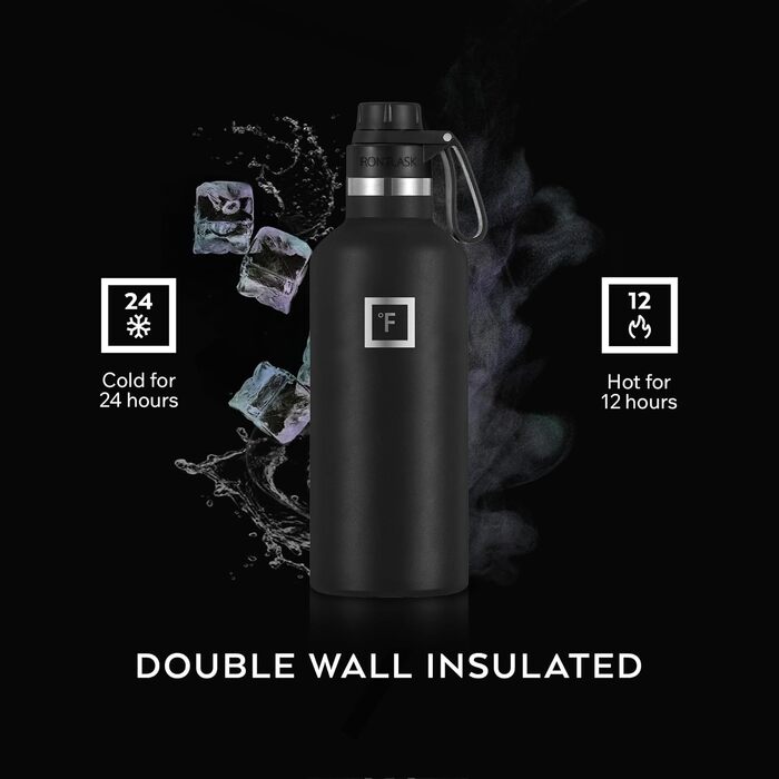 Термос-пляшка IRON °FLASK Edelstahl 950 мл з 3 кришками - Непротікаюча, подвійні стінки, ізольована, BPA-free для спорту, школи, фітнесу, кемпінгу (з носиком, небесно-блакитна)