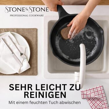 Набір сковорідок Stone&Stone для індукційних та газових плит (4 шт), антипригарне керамічне покриття, діаметри 20/24/28/32 см, з кришками, без PFAS, PFOA та PTFE
