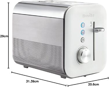 Тостер Breville VTT676 для 2 скибок, білий – глянцева колекція, регулювання ступеня підсмажування