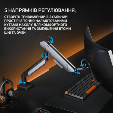 Настільне кріплення для монітора Anda Seat Stealth PRO II 17’’-42’’ White&Gray