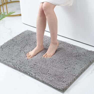 Килимок для ванної кімнати Homaxy з мікрофібри, 60 x 120 см, сірий - антиковзаюча поверхня, вбираюча тканина