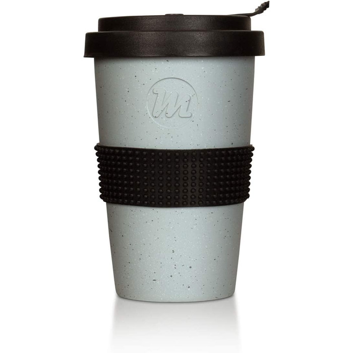 Порцелянова чашка для кави Mahlwerck Coffee-to-go 400 мл, з герметичною кришкою, бетонний дизайн, сіра
