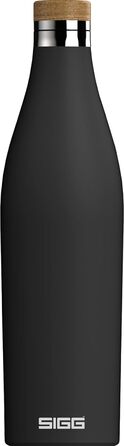 Термобутилка SIGG Meridian 0,5 л, нержавіюча сталь, бамбукова кришка, ізольована, чорна, BPA-free, без пластику, герметична