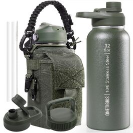 Фляга спортивна OneTigris Edelstahl 0.9л (32oz) - ізольована, для велосипеда, кемпінгу, йоги, спортзалу, страйкболу, зелена