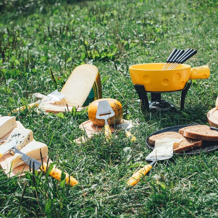 Набір для фондю Boska Super Cheesy, керамічний та чавунний, жовтий/сріблястий/чорний, 290x200x160 мм