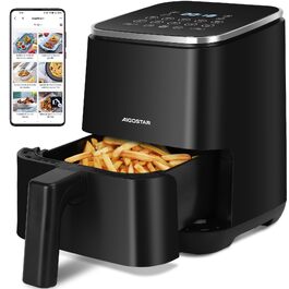 Аерофритюрниця Aigostar Dot 2Л: Airfryer з LED-сенсорним екраном, 8 програмами, 1200W, регулюванням температури та таймером, антипригарне покриття, BPA-free