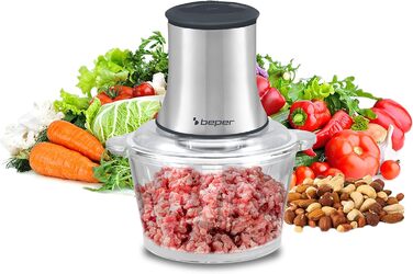 Кухонний комбайн Beper P102ROB001 зі скляною чашею, сірий/чорний