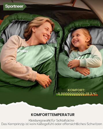 Спальний мішок Sportneer Outdoor у формі ковдри, 220x80 см, зелений
