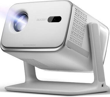 Aurzen Boom Mini 4-в-1 Smart Beamer з Google TV, 4K, проєктор для дому та на вулицю, 20W Dolby Audio, 500 ANSI, автофокус ToF, корекція трапеції, Wi-Fi/Bluetooth, сумісність з мобільним телефоном (сірий)