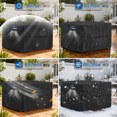 Чохол для садових меблів SIRUITON водонепроникний прямокутний 120x120x74 см, 300D, чорний