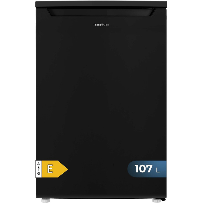 Холодильник Cecotec Bolero CoolMarket TT 107 L Black: міні-холодильник, клас E, регулювання температури, контейнер Crisper, морозильна камера, тиха робота