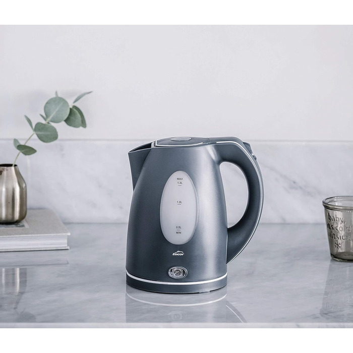Електричний чайник Lacor 2200 Вт, BPA-free, 1.3 л, сірий