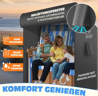 Чохол для плетеного крісла-гойдалки KESSER® Преміум (120x90x160 см), водонепроникний, зимовий, захист від УФ, 600D Oxford, антрацит