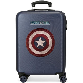 Кабінний чемодан Marvel Avengers Капітан Америка, синій, 38x55x20 см, жорсткий ABS, кодовий замок, 34 л, 2,6 кг, 4 подвійних колеса, ручна поклажа