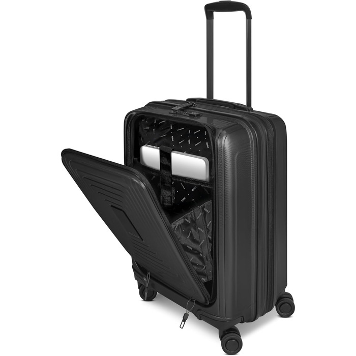 Набір валіз REDOLZ Essentials 14 Black Metallic - 2 шт (S + L) з відділенням для ноутбука | Розширювані валізи для жінок та чоловіків