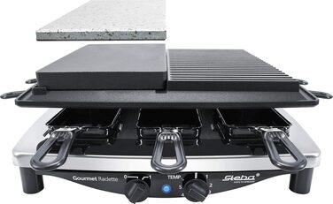 Мультигриль 3в1 Steba RC 4 plus deluxe: раклет, гриль та гарячий камінь, 1.5 кВт, нержавіюча сталь/чорний