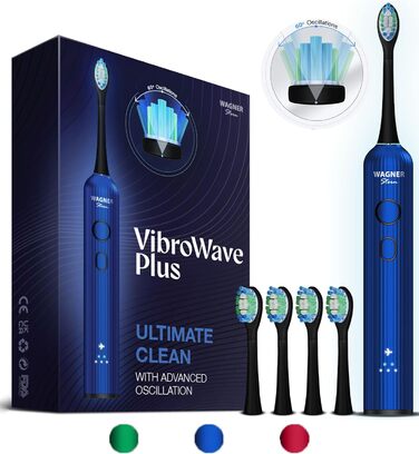 Електрична зубна щітка Wagner Stern VibroWave Plus з 4 насадками, IPX7, Moonlit Blue