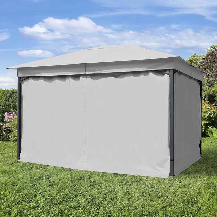 Гартензельт TOOLPORT 3x4 м, водонепроникний, 180 г/м², з 4 стінками, сіра шатрова альтанка для саду, профіль 6x6 см