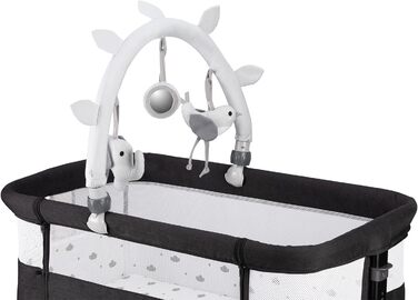 Дитяче ліжечко-приставка Momi REVO, 6-рівневе регулювання висоти, темно-сіре