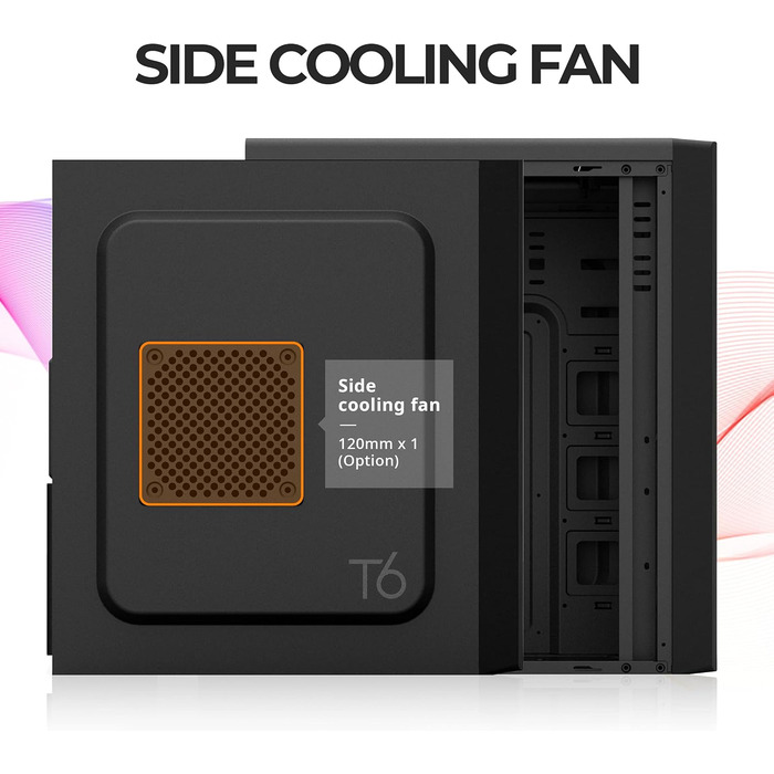 Корпус для ПК Zalman T6 ATX Midi-Tower, чорний, ігровий, з попередньо встановленим 120-мм вентилятором, добрий повітряний потік