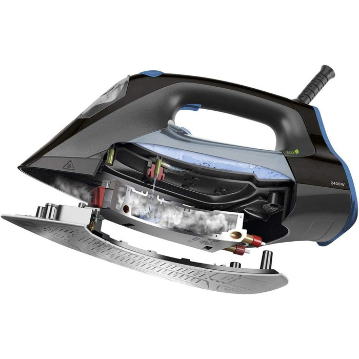 Праска парова BLACK+DECKER BXIR2401E, 2400 Вт, пластик, чорна/синя, резервуар 230 мл