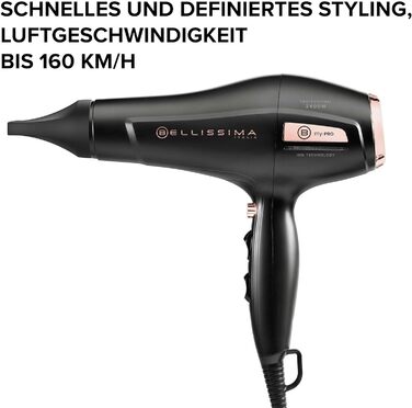 Фен Bellissima My Pro P3 3400 з іонізацією, професійним AC-мотором, керамічним покриттям, 2400 Вт для м'якого та сяючого волосся