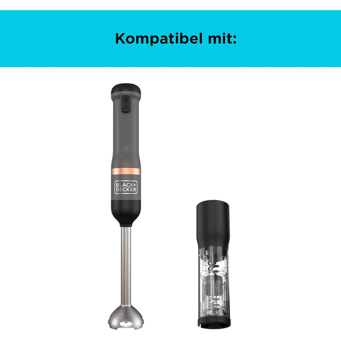 Погружний блендер BLACK+DECKER BCKM1011KGF: акумуляторний, 7.2V, з насадкою-відкривачкою, 5 швидкостей, 700 мл