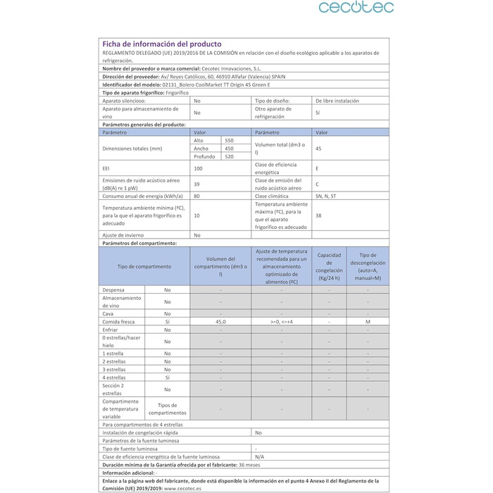 Холодильник Cecotec Bolero CoolMarket TT Origin 45L - Ретро, 45 літрів, Зелений, Клас E