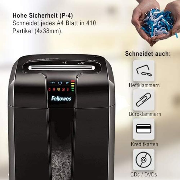 Fellowes Powershred 15C - Офісний шредер для дому, 15 листів, білий, 19 л
