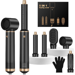 MogaWave Air Styler Pro 6 в 1: Фен-щітка, стайлер для волосся 1000W (Чорний)