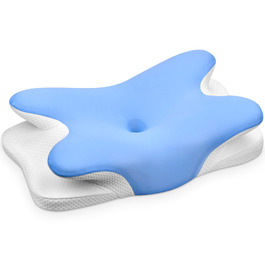 Подушка для шиї Ehomfory з Memory Foam, ергономічна для сну на боці, спині та животі, 67x37x9/12 см (Синя)