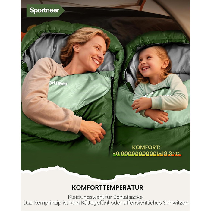 Спальний мішок Sportneer Outdoor у формі ковдри, 220x80 см, зелений