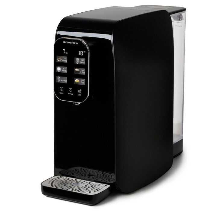Система зворотного осмосу OsmoFresh Quella Life BLACK EDITION з 6 рівнями температури (15-100°C), мобільна, без підключення до водопроводу, 5-ступенева фільтрація, фільтр для питної води без солей