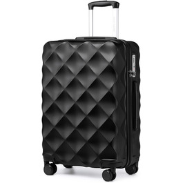 Валіза British Traveller XL, жорсткий корпус, 74.5×49×30.5 см, чорна, ABS+PC, з TSA-замком, велика дорожня валіза на колесах для подорожей