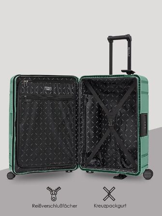 Набір валіз REDOLZ Essentials 15 (S, M, L) з поліпропілену, Sea Green: 3-точкова система замикання без блискавки, TSA-замок, 4 подвійні колеса