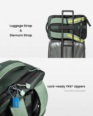 Дорожній рюкзак tomtoc 28L/40L для подорожей та перельотів, TSA-сумісна ручна поклажа (Moosgrün-ripstop)