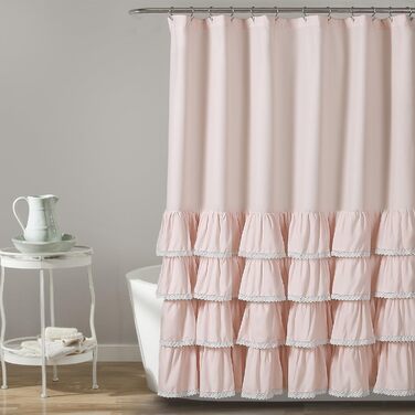 Шторка для душу Lush Decor Ella з рюшами, 183x183 см, червона